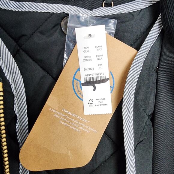 J.Crew NWT Long Barn Coat Black Waxed Twill Small Removable Quilted Vest - Picture 14 of 16